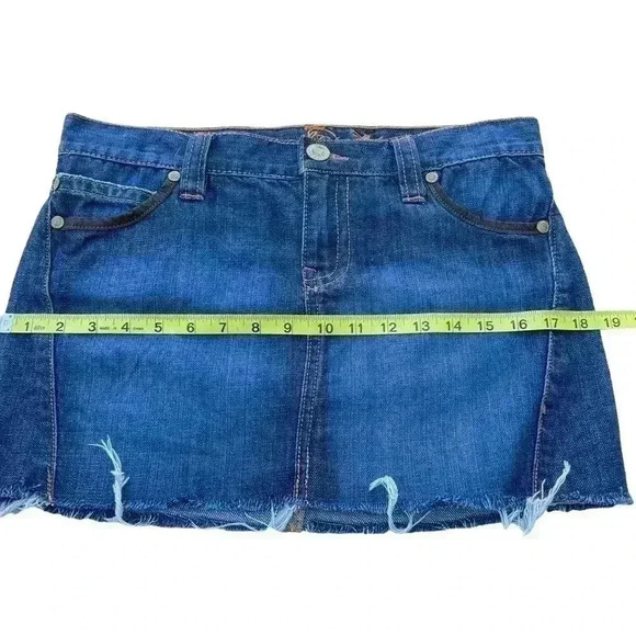 OLD NAVY SPECIAL EDITION DENIM SKIRT•SIZE 4•DARK WASH LEATHER TRIM 5 POCKETS• - Picture 7 of 8